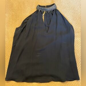 Ramy Brook Black Beaded Halter Blouse
